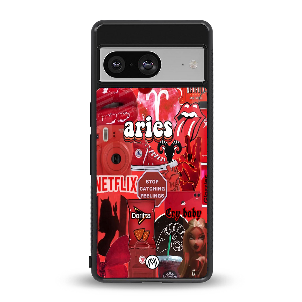 aries aesthetic collage back phone cover | glass case for Google Pixel 8