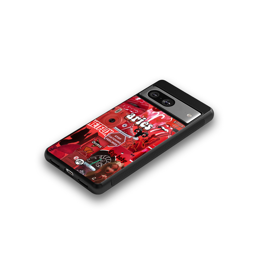 aries aesthetic collage back phone cover | glass case for Google Pixel 8