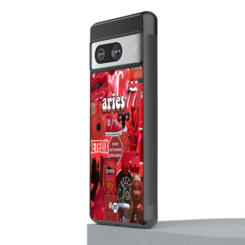 aries aesthetic collage back phone cover | glass case for Google Pixel 8