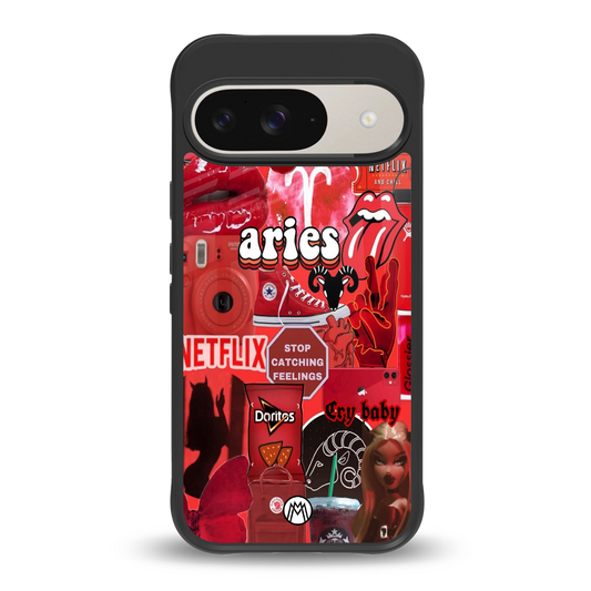 aries aesthetic collage back phone cover | glass case for google pixel 9