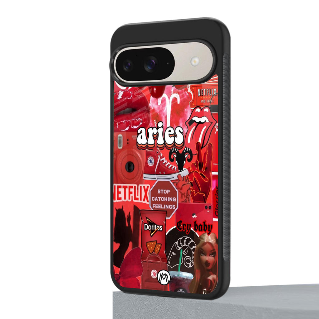 aries aesthetic collage back phone cover | glass case for google pixel 9