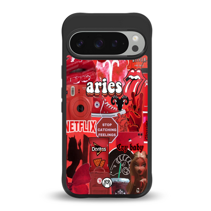 aries aesthetic collage back phone cover | glass case for google pixel 9 pro xl