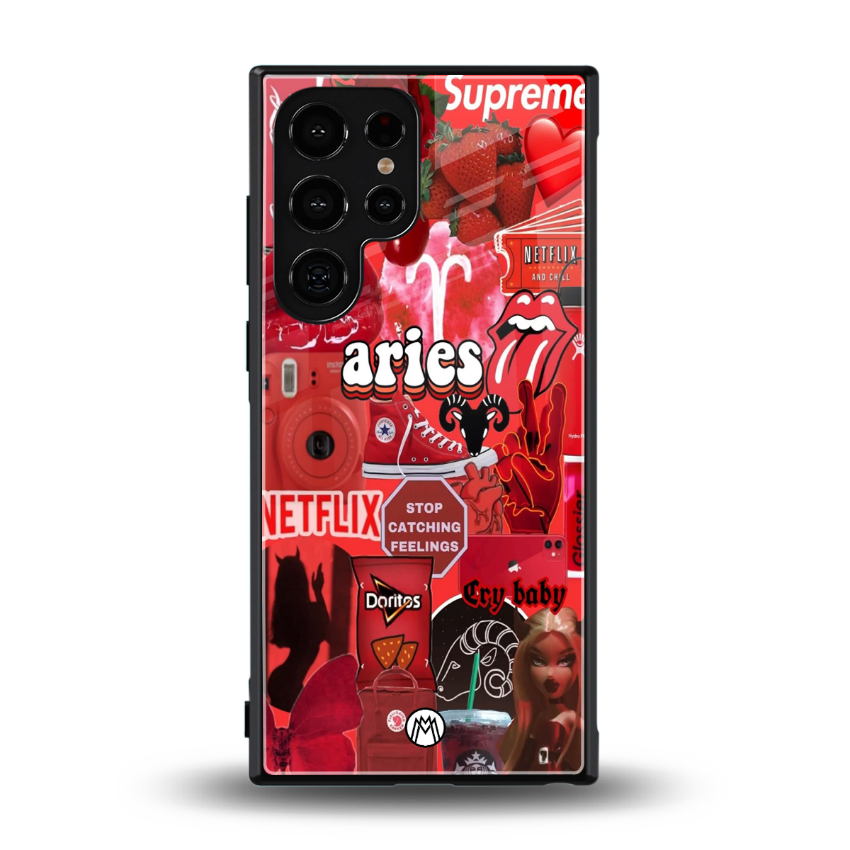 aries aesthetic collage back phone cover | glass case for samsung galaxy s24 ultra