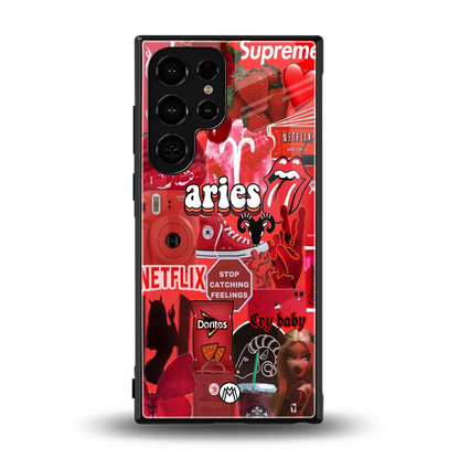 aries aesthetic collage back phone cover | glass case for samsung galaxy s24 ultra