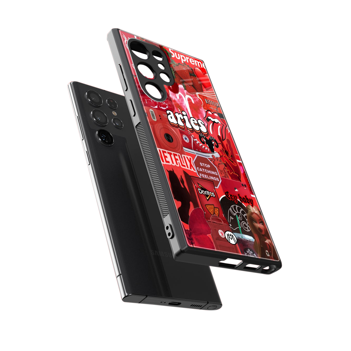 aries aesthetic collage back phone cover | glass case for samsung galaxy s24 ultra