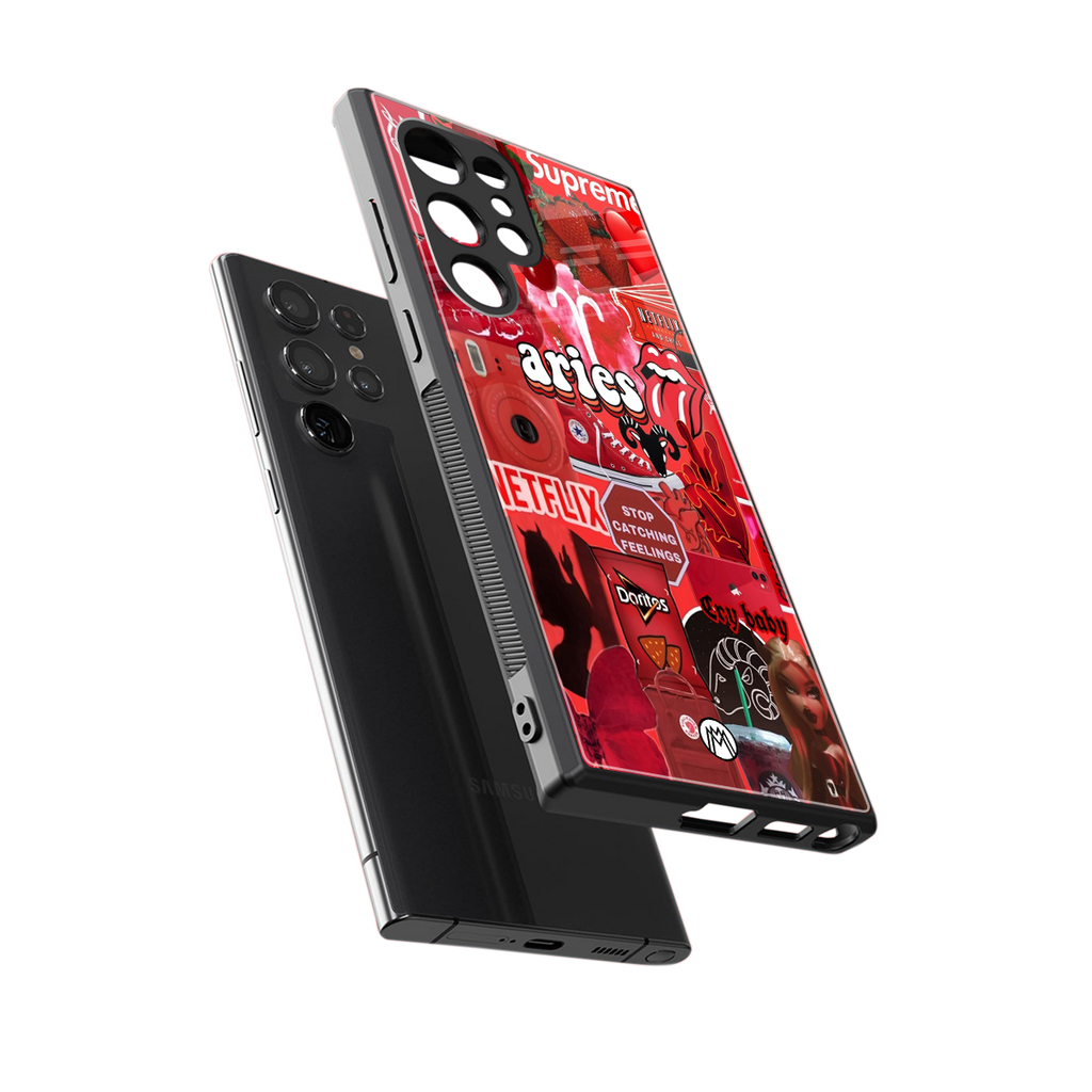 aries aesthetic collage back phone cover | glass case for samsung galaxy s23 ultra