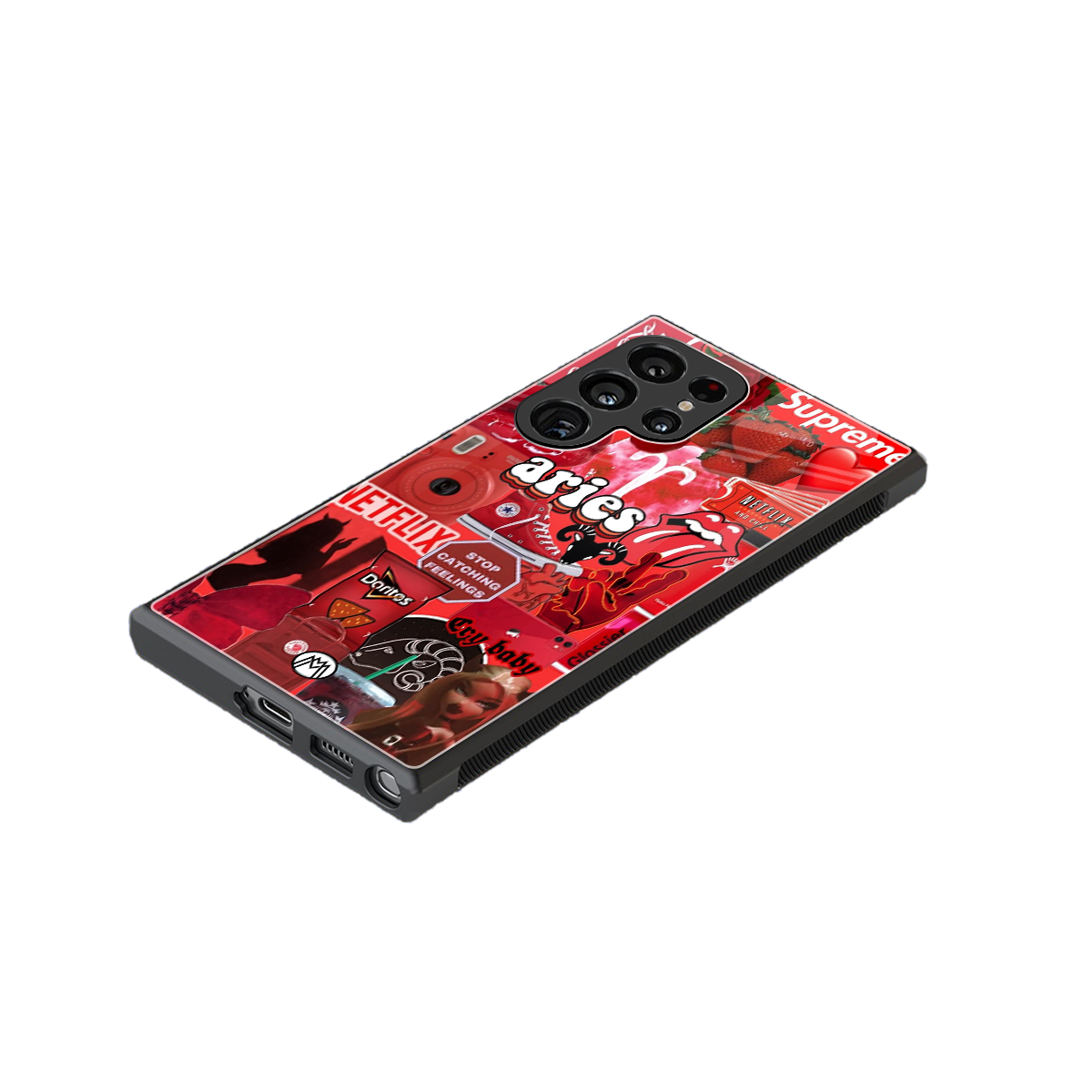 aries aesthetic collage back phone cover | glass case for samsung galaxy s24 ultra