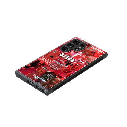 aries aesthetic collage back phone cover | glass case for samsung galaxy s24 ultra
