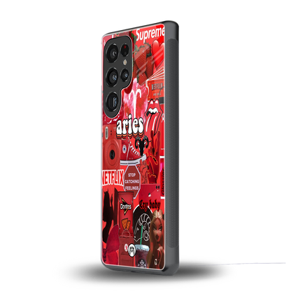 aries aesthetic collage back phone cover | glass case for samsung galaxy s25 ultra