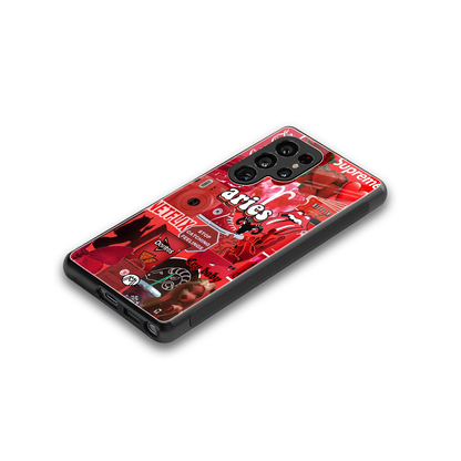 aries aesthetic collage back phone cover | glass case for samsung galaxy s25 ultra