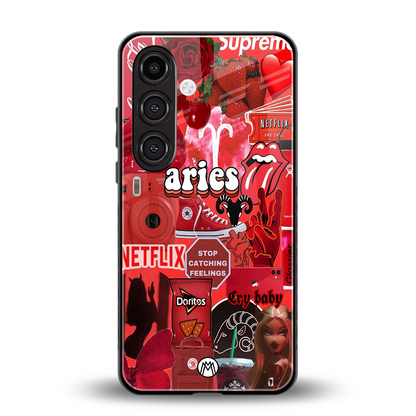 aries aesthetic collage back phone cover | glass case for samsung galaxy s24 plus