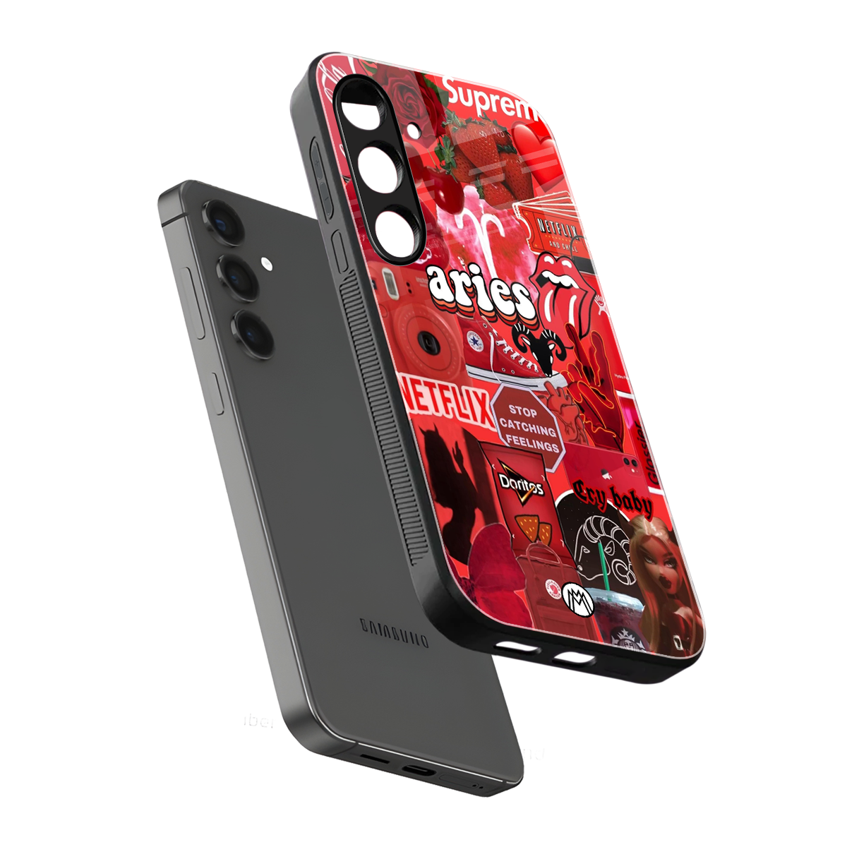 aries aesthetic collage back phone cover | glass case for samsung galaxy s24 plus