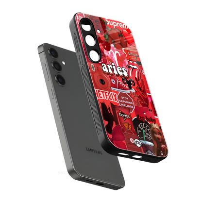 aries aesthetic collage back phone cover | glass case for samsung galaxy s24 plus