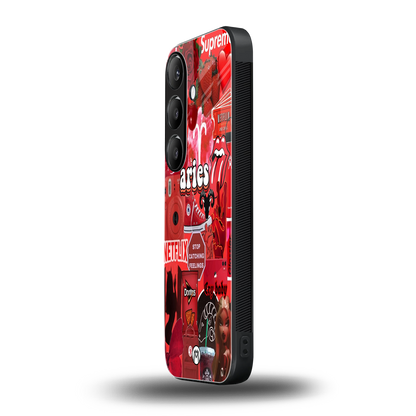 aries aesthetic collage back phone cover | glass case for samsung galaxy s24 fe