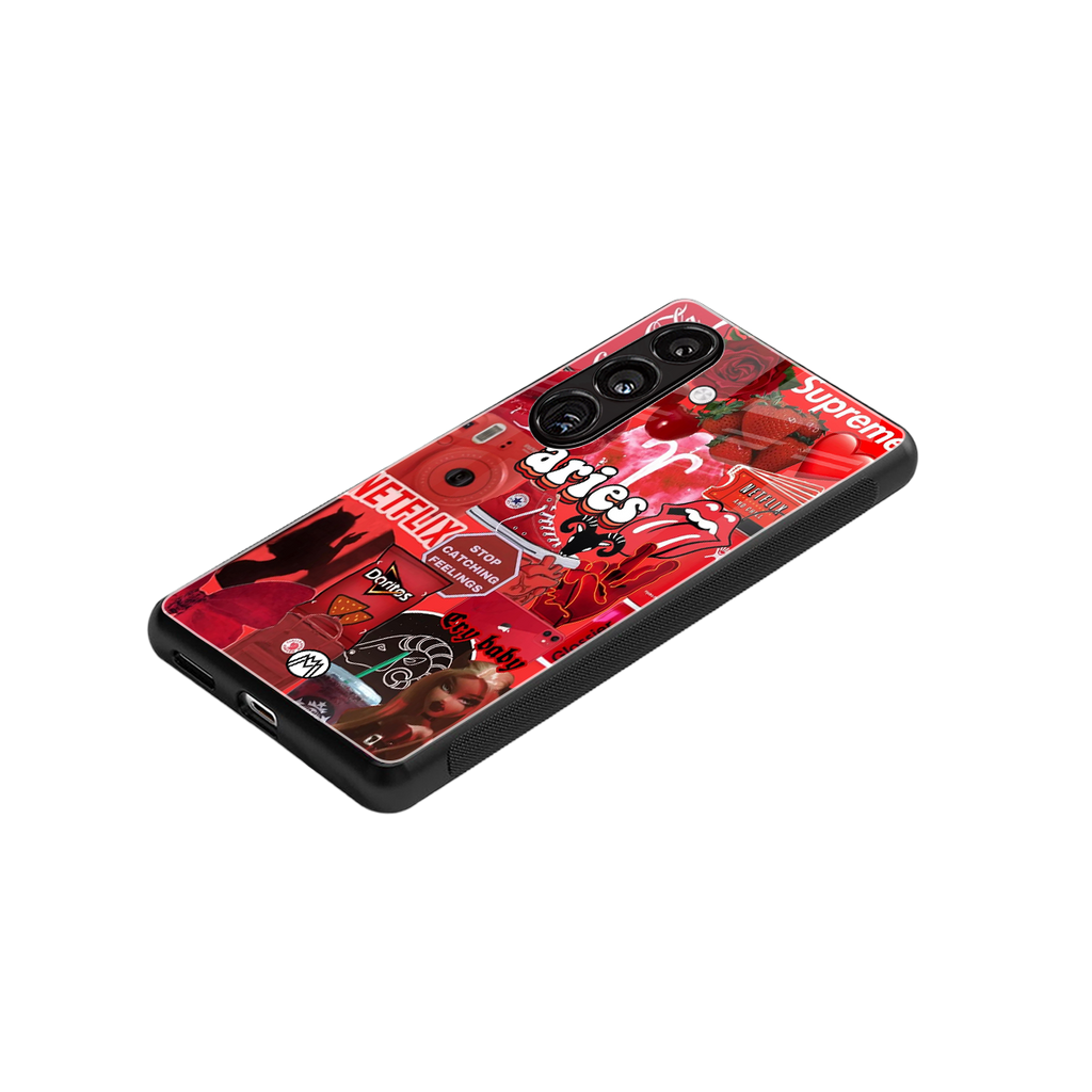 aries aesthetic collage back phone cover | glass case for samsung galaxy s24 plus