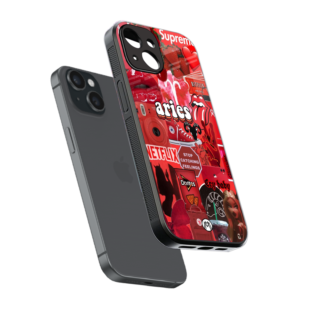 aries aesthetic collage back phone cover | glass case for iphone 15