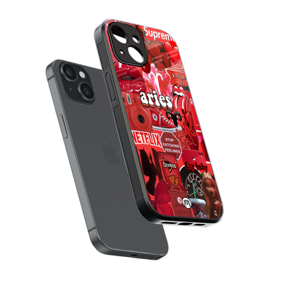 aries aesthetic collage back phone cover | glass case for iphone 14