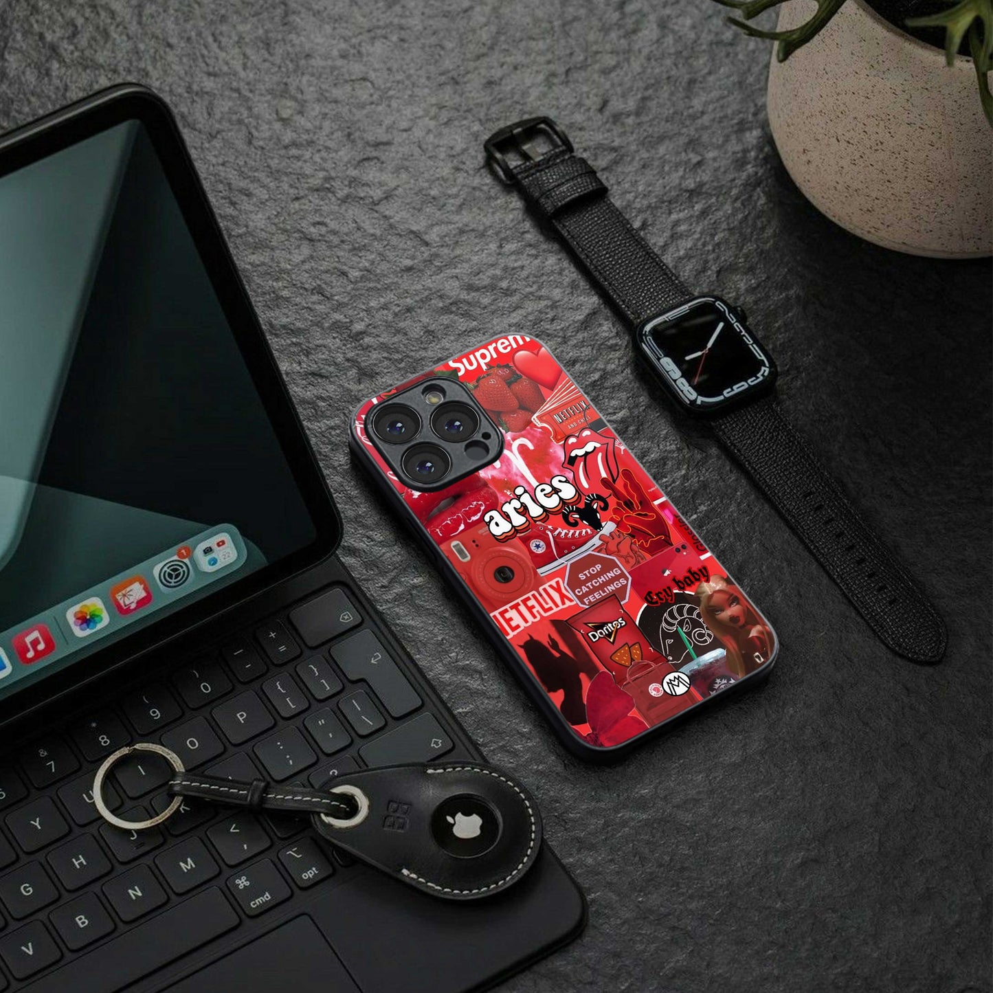 aries aesthetic collage back phone cover | glass case for iphone 16e