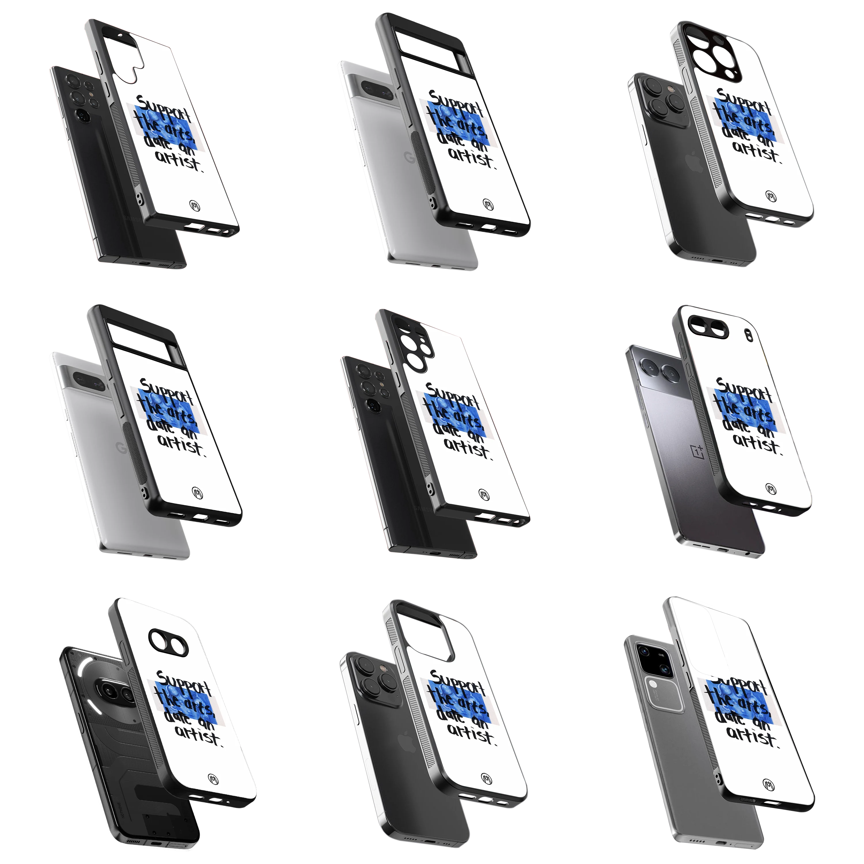 Durable Glass Back Mobile Case for iPhone, Samsung, OnePlus, Google Pixel, Redmi, Vivo, Oppo