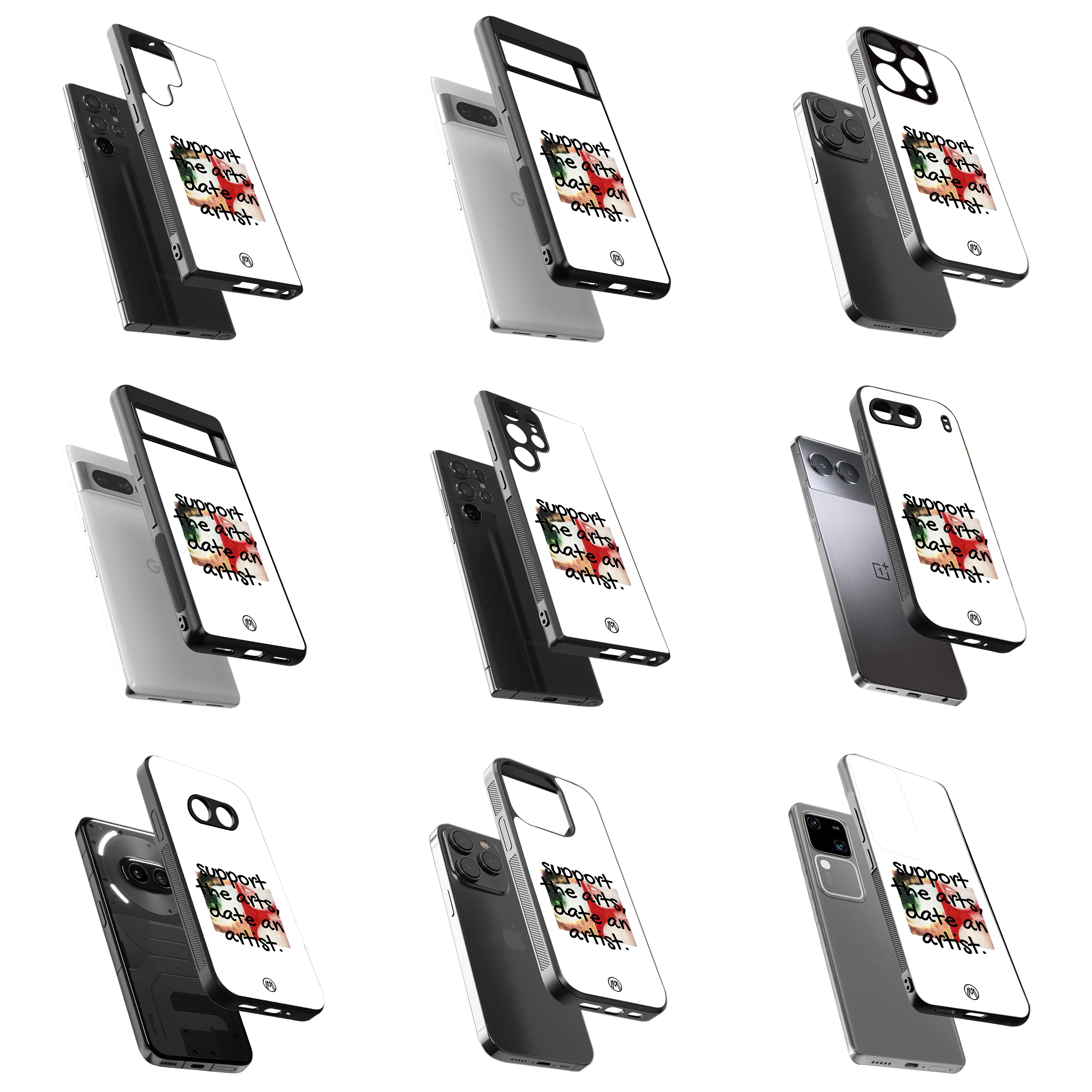 Durable Glass Back Mobile Case for iPhone, Samsung, OnePlus, Google Pixel, Redmi, Vivo, Oppo