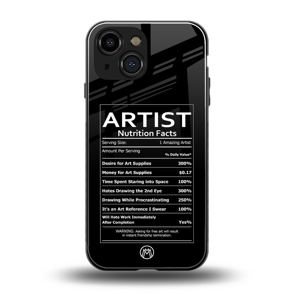 artist nutrition facts back phone cover | glass case for iphone 13 mini