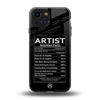 artist nutrition facts back phone cover | glass case for iphone 13 mini