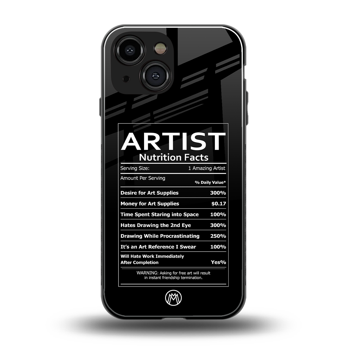 artist nutrition facts back phone cover | glass case for iphone 13 mini