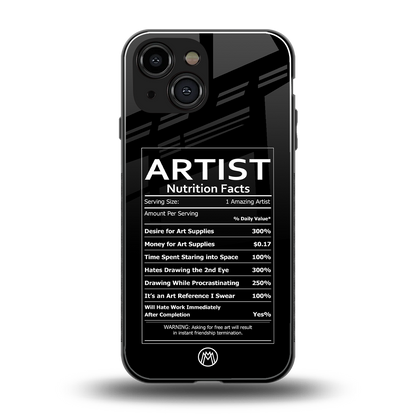 artist nutrition facts back phone cover | glass case for iphone 13 mini