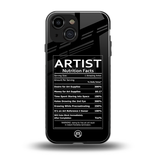 artist nutrition facts back phone cover | glass case for iphone 13 mini
