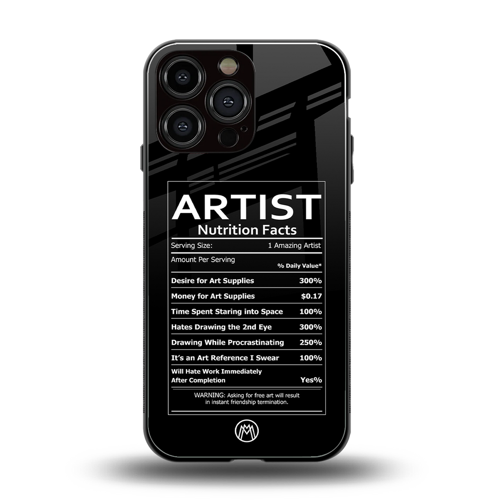 artist nutrition facts back phone cover | glass case for iphone 13 pro max