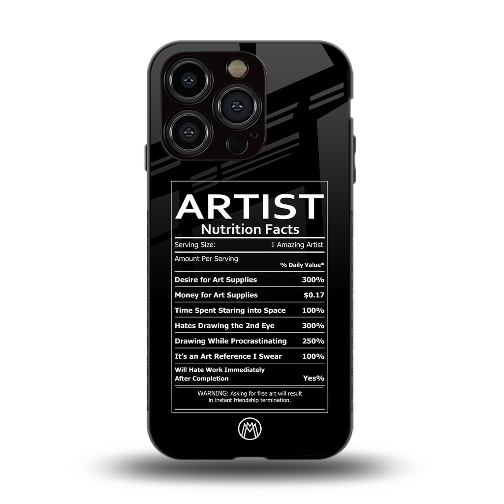 artist nutrition facts back phone cover | glass case for iphone 13 pro