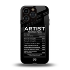 artist nutrition facts back phone cover | glass case for iphone 13 pro