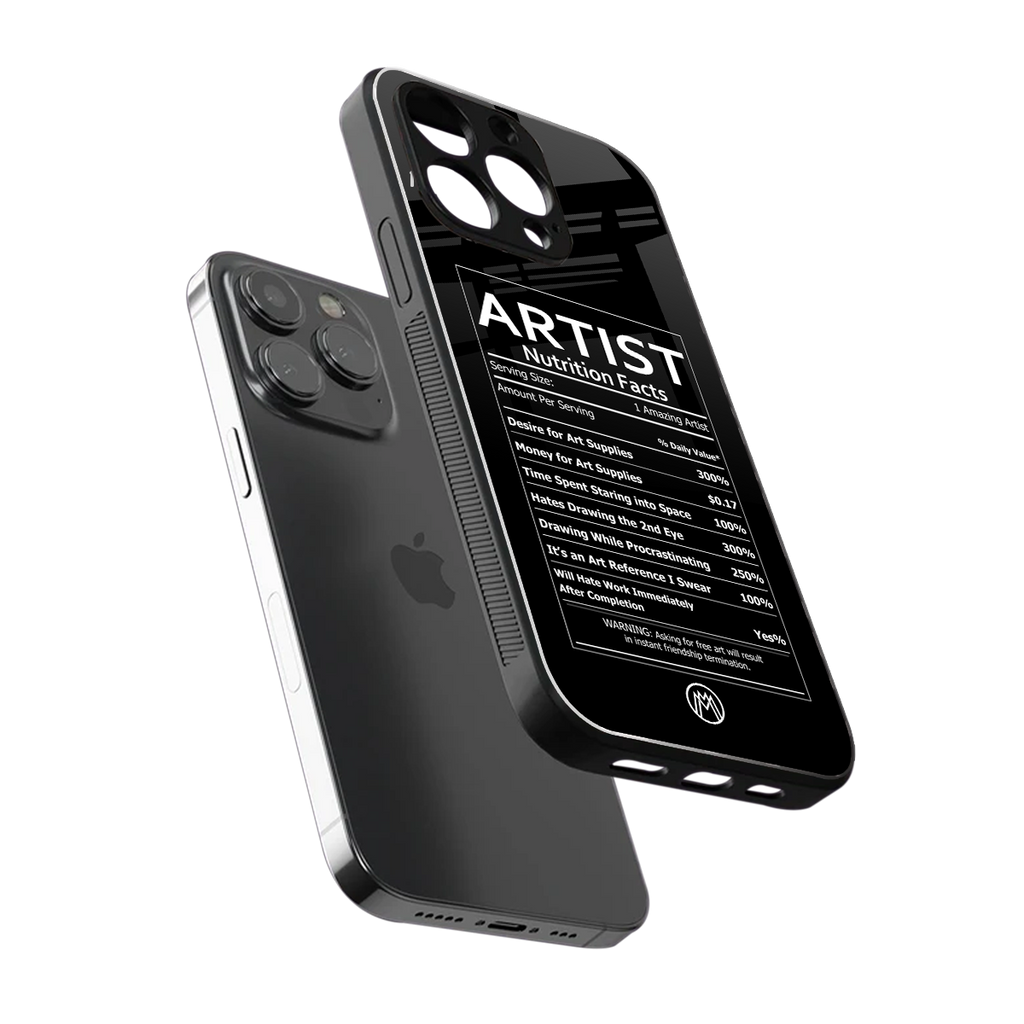 artist nutrition facts back phone cover | glass case for iphone 13 pro
