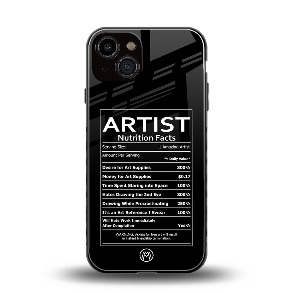 artist nutrition facts back phone cover | glass case for iphone 13