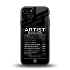 artist nutrition facts back phone cover | glass case for iphone 13