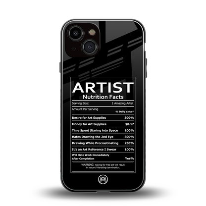 artist nutrition facts back phone cover | glass case for iphone 13
