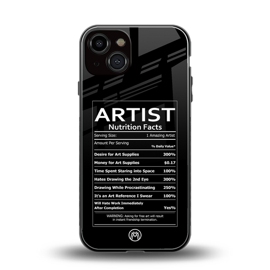 artist nutrition facts back phone cover | glass case for iphone 13