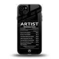 artist nutrition facts back phone cover | glass case for iphone 15 plus