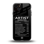 artist nutrition facts back phone cover | glass case for iphone 14 plus