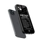 artist nutrition facts back phone cover | glass case for iphone 15 plus