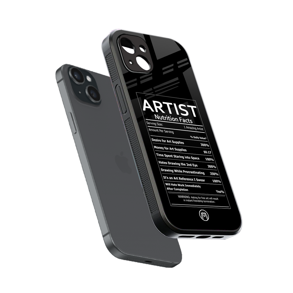 artist nutrition facts back phone cover | glass case for iphone 14 plus