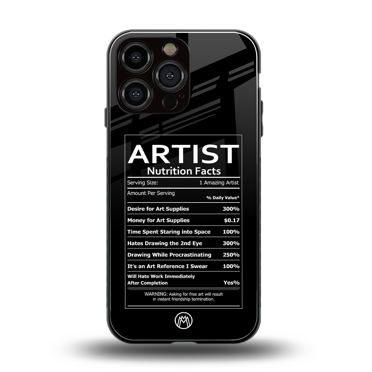 artist nutrition facts back phone cover | glass case for iphone 14 pro max