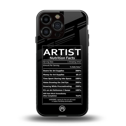artist nutrition facts back phone cover | glass case for iphone 14 pro max