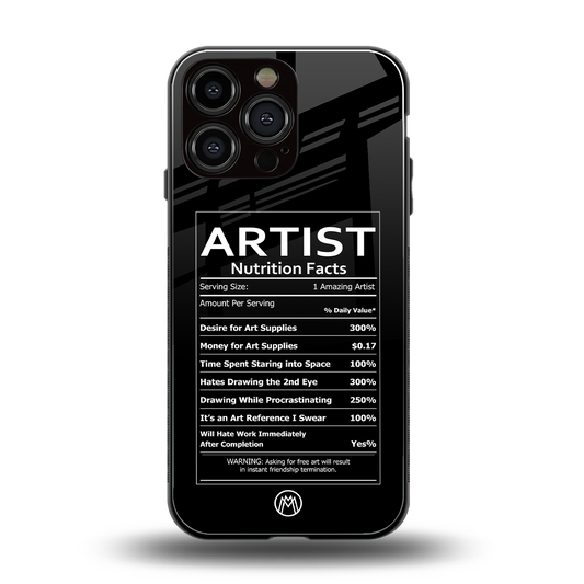 artist nutrition facts back phone cover | glass case for iphone 14 pro max