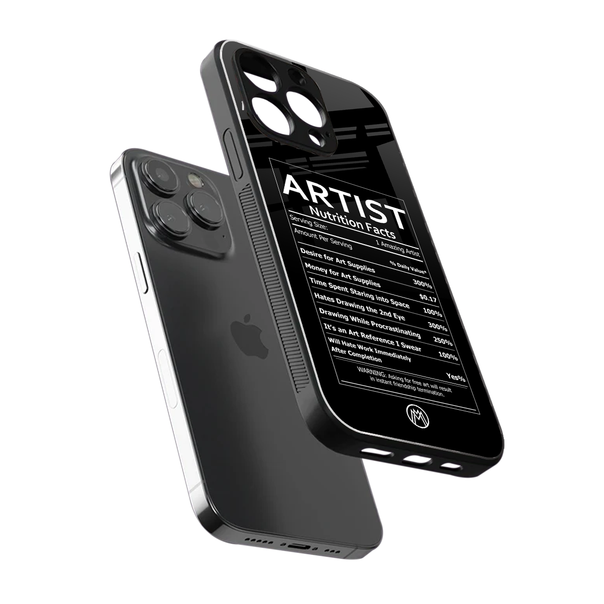 artist nutrition facts back phone cover | glass case for iphone 14 pro max