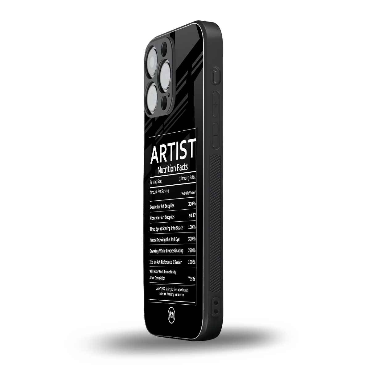 artist nutrition facts back phone cover | glass case for iphone 15 pro max