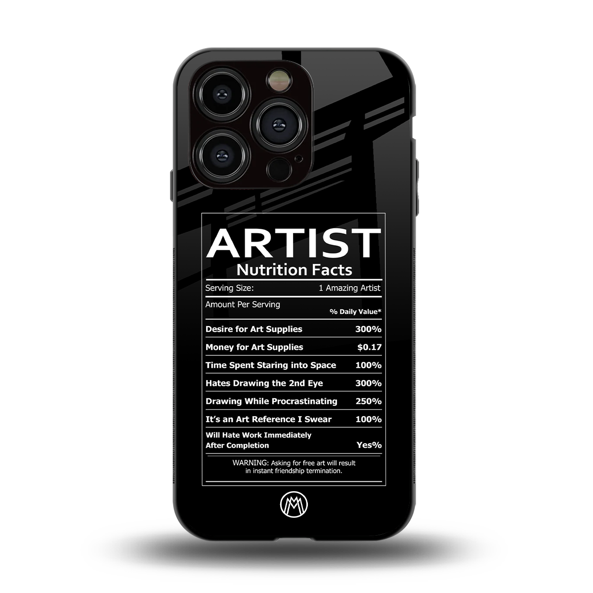 artist nutrition facts back phone cover | glass case for iphone 15 pro
