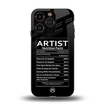 artist nutrition facts back phone cover | glass case for iphone 15 pro