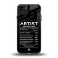 artist nutrition facts back phone cover | glass case for iphone 15