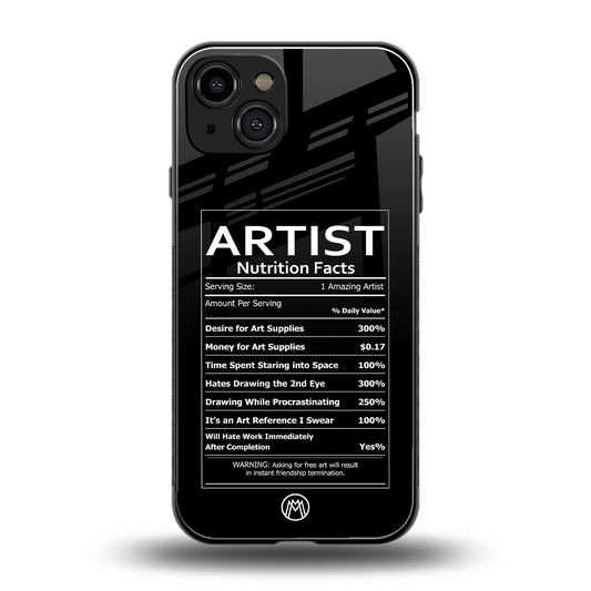 artist nutrition facts back phone cover | glass case for iphone 15